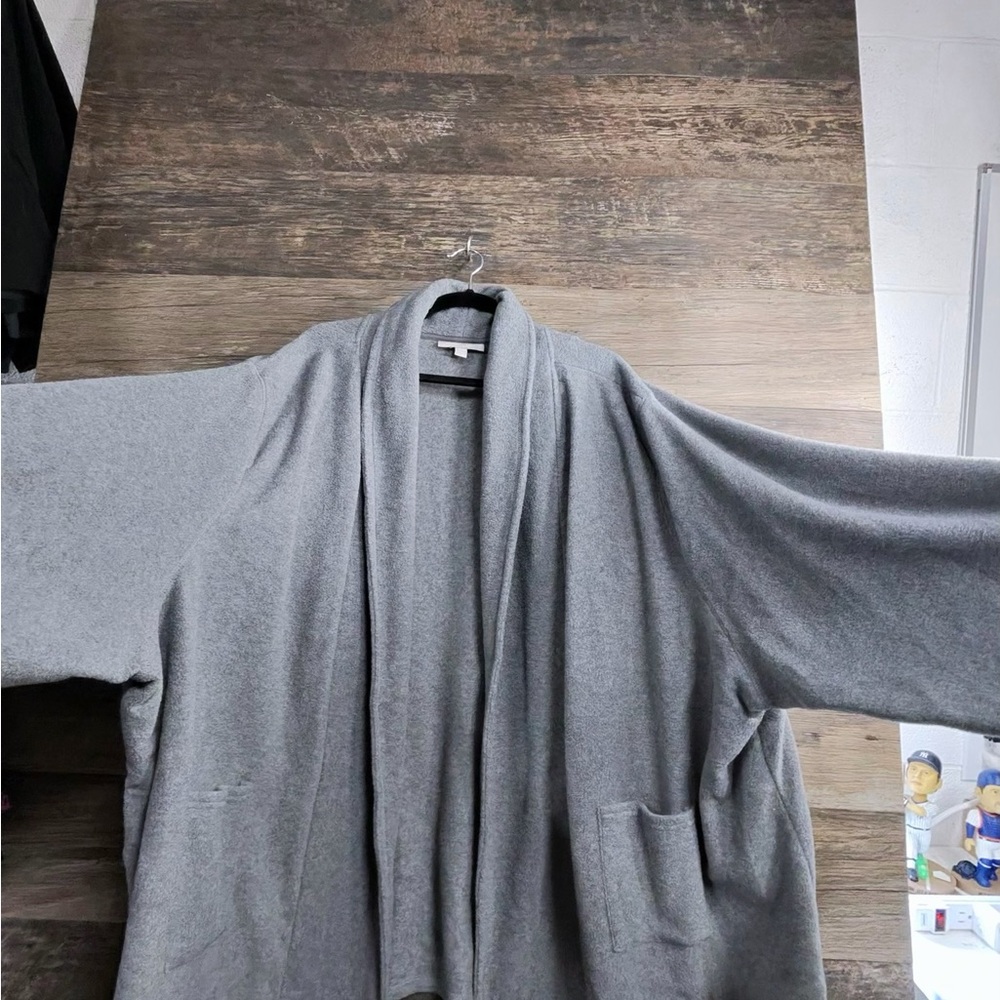 Woman Within Gray Fleece Open Front Cardigan size 6X Plus - Picture 8 of 12